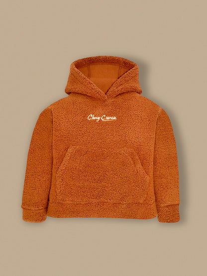 Cherry Crumble Brown Solid Embroidered Charming Graceful Winter Hoodie