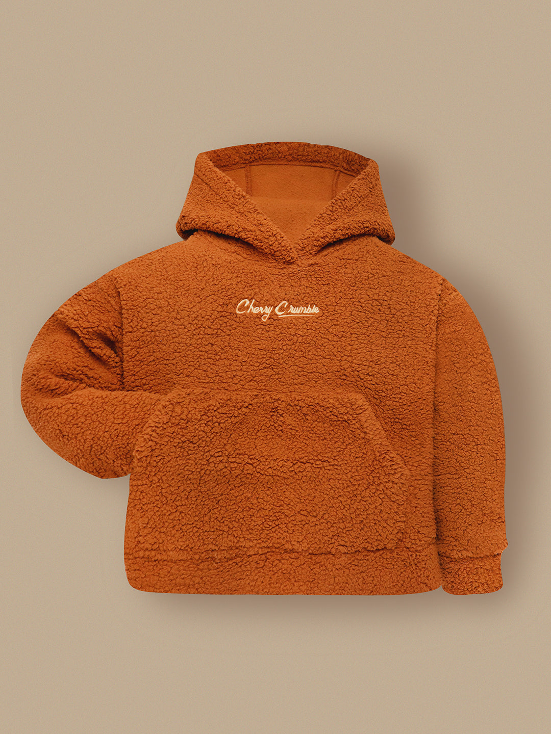 Cherry Crumble Brown Solid Embroidered Charming Graceful Winter Hoodie