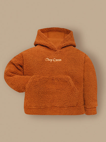 Cherry Crumble Brown Solid Embroidered Charming Graceful Winter Hoodie