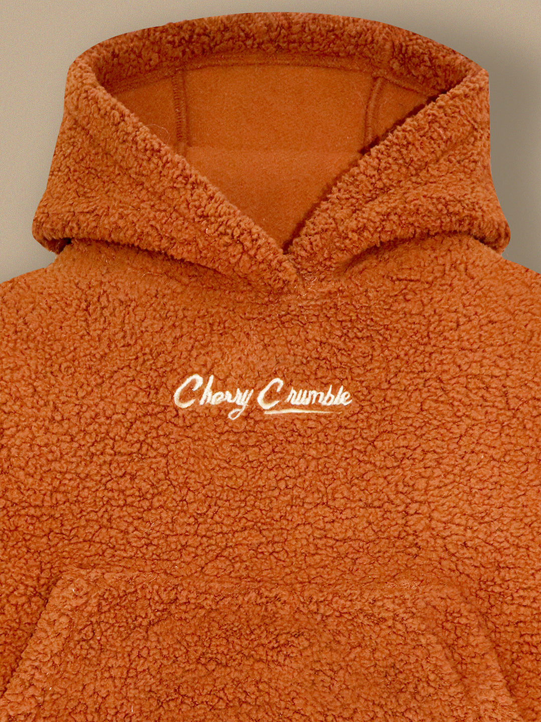 Cherry Crumble Brown Solid Embroidered Charming Graceful Winter Hoodie