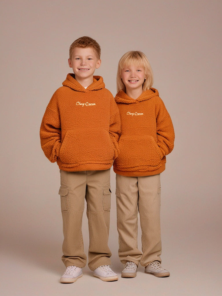 Cherry Crumble Brown Solid Embroidered Charming Graceful Winter Hoodie