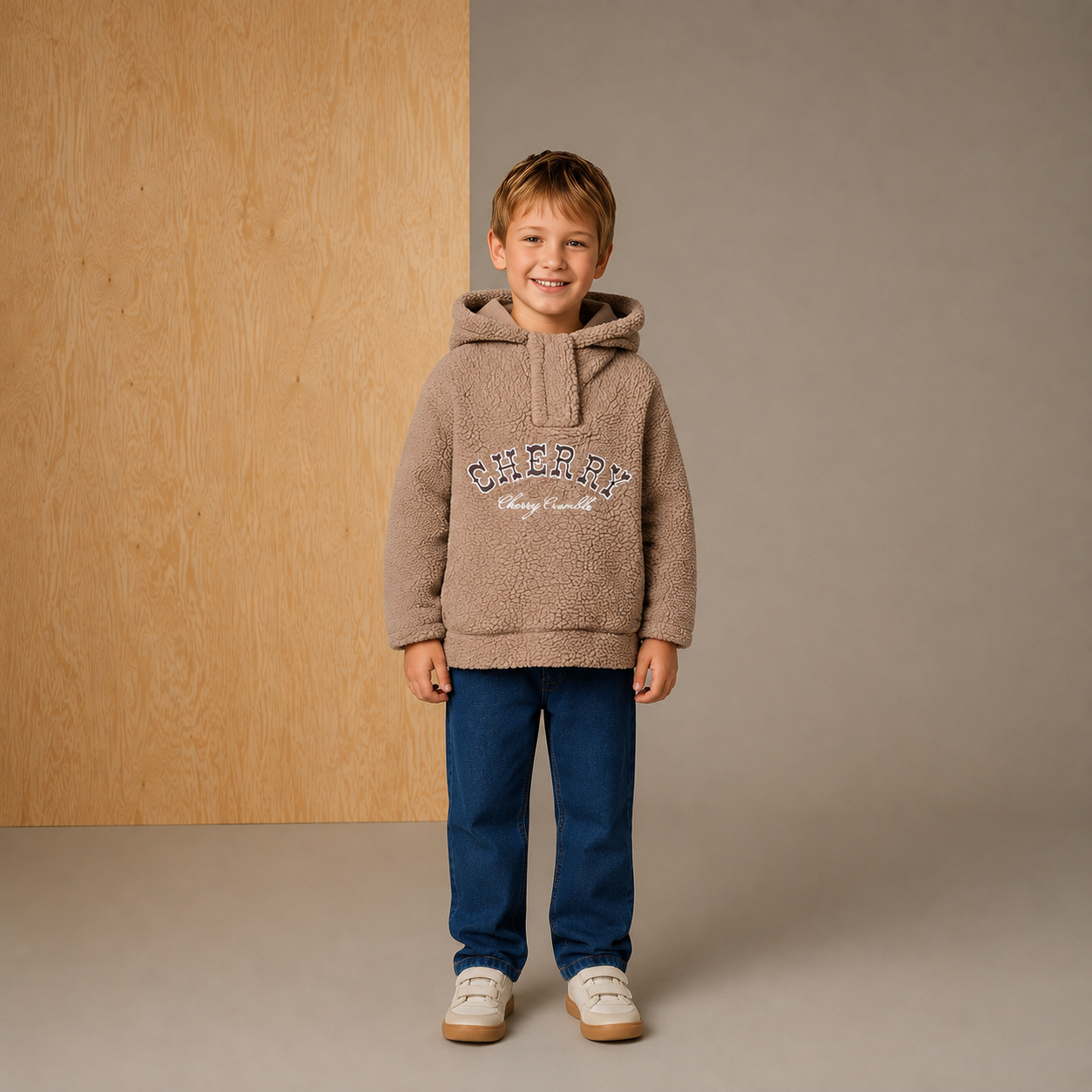 Braunes Sweatshirt mit Knopfleiste "Twinkle"