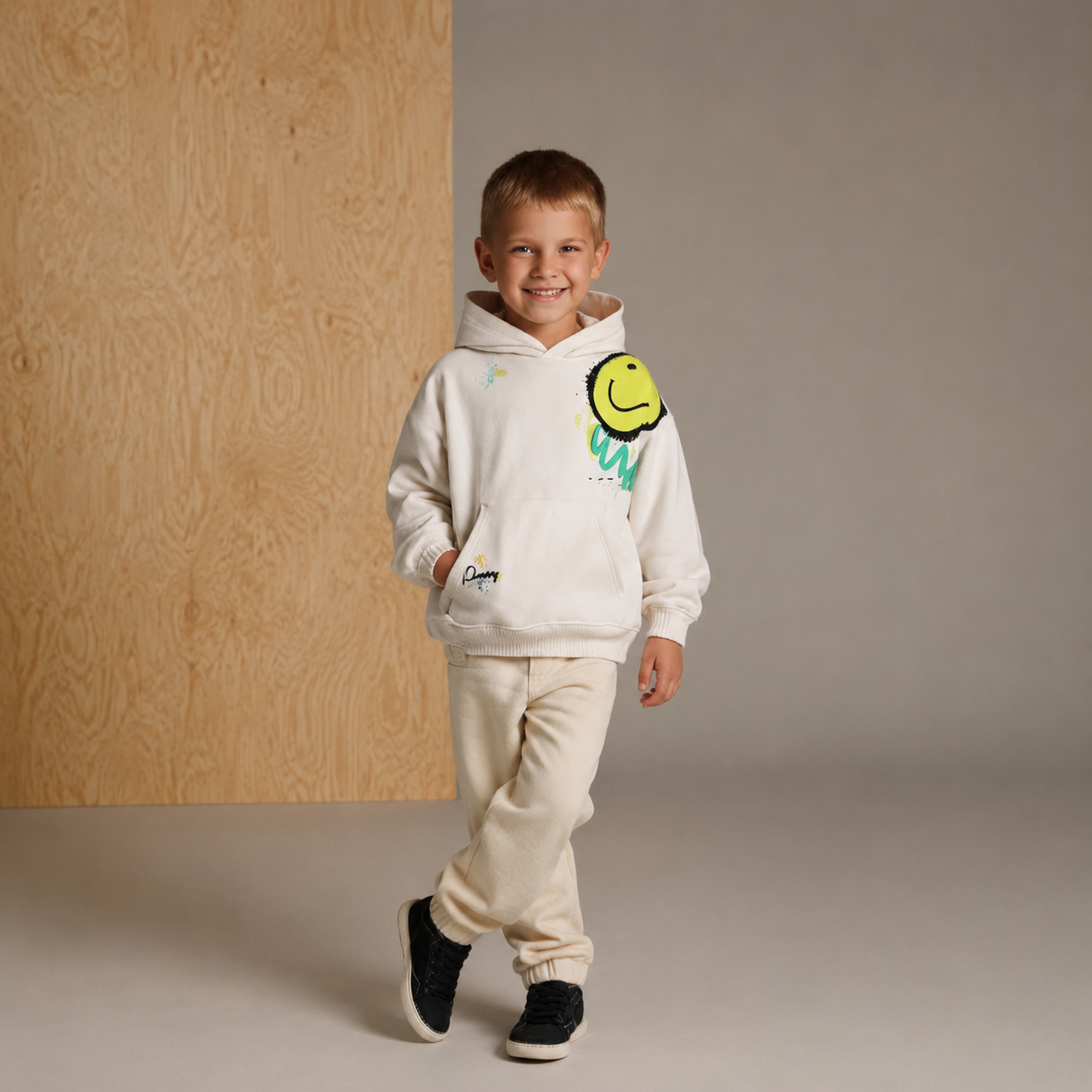 Cream Snug Flock Hoodie