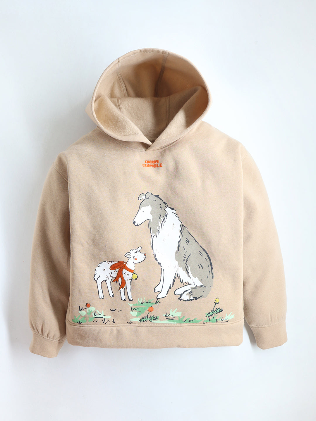 Cherry Crumble Beige Solid Charming Elegant Sweatshirt