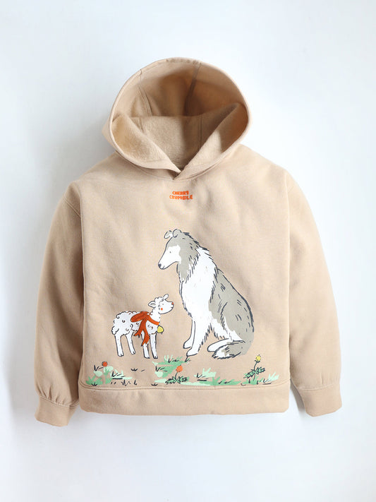 Cherry Crumble Beige Solid Charming Elegant Sweatshirt