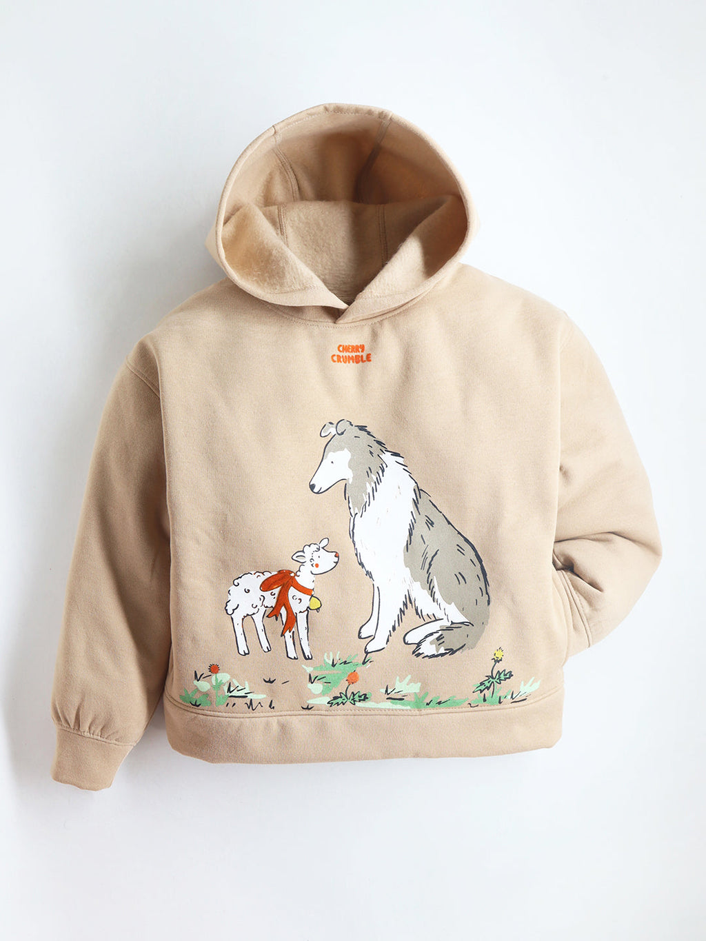 Cherry Crumble Beige Solid Charming Elegant Sweatshirt