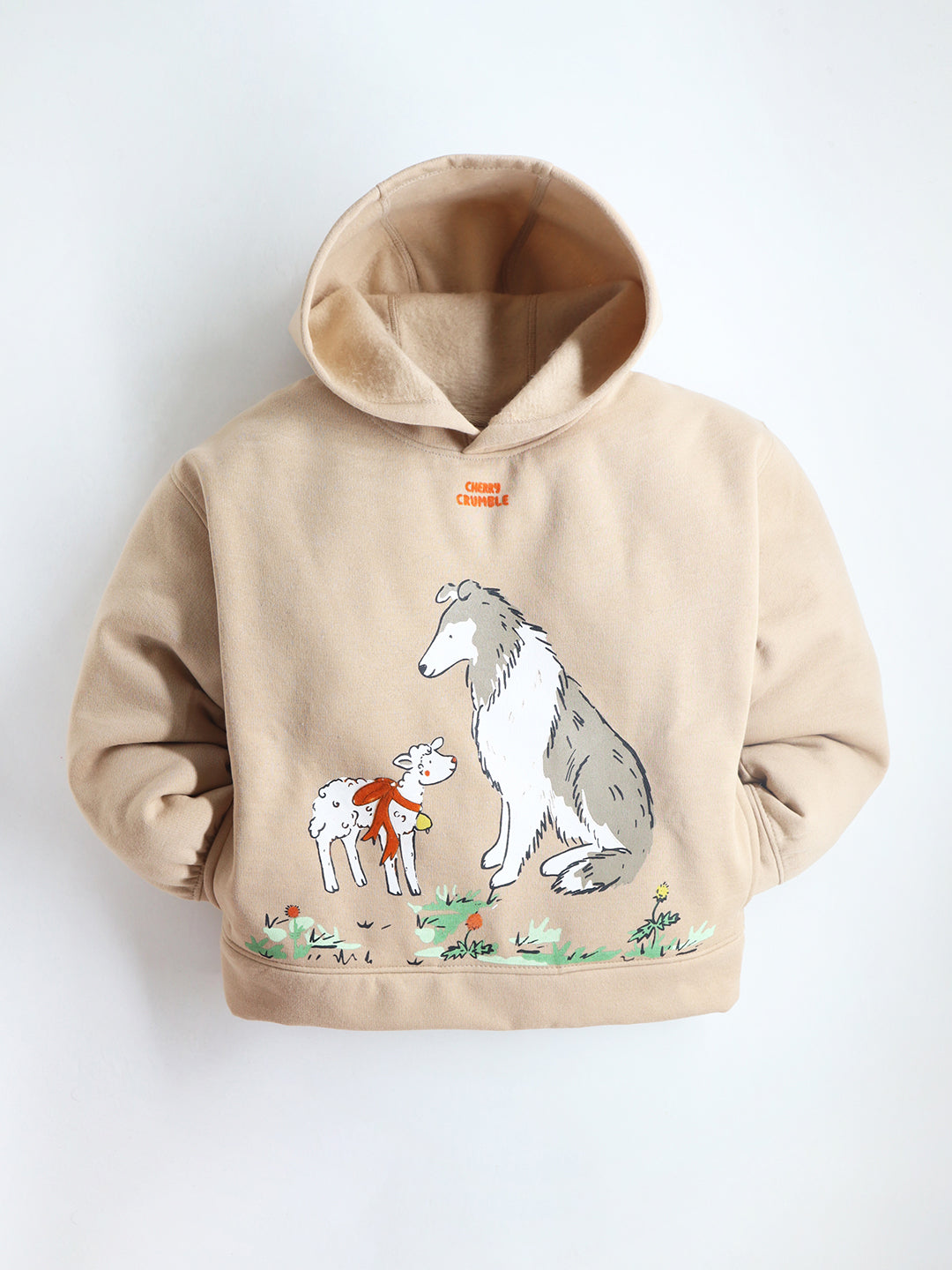 Cherry Crumble Beige Solid Charming Elegant Sweatshirt
