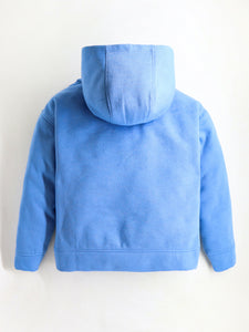 Unisex Blue Printed Hooded Sweatshirt For Kids