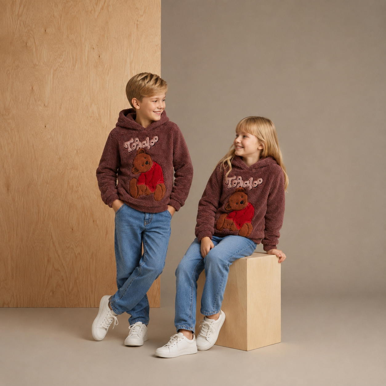 Mocha Brown Patch Work Unisex Hoodie