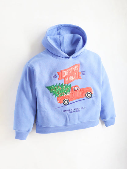 Cherry Crumble Blue Solid Applique Trendy Stylish Sweatshirt