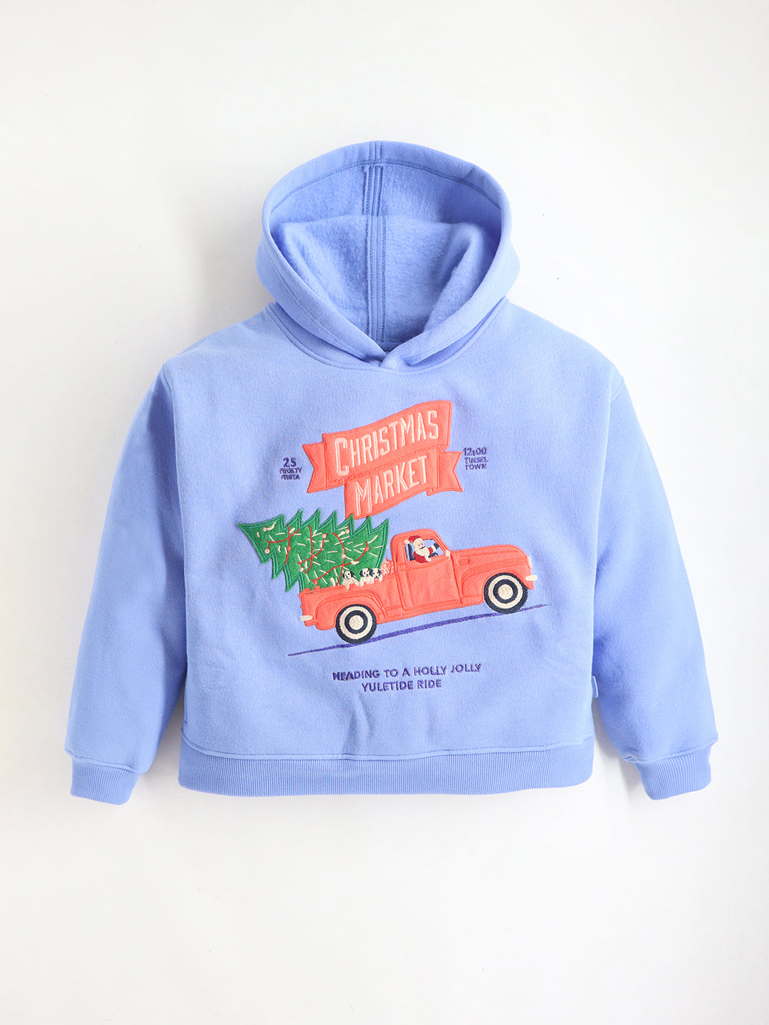 Cherry Crumble Blue Solid Applique Trendy Stylish Sweatshirt
