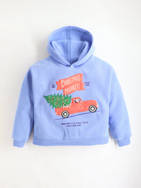 Blue Solid Applique Trendy Stylish Sweatshirt