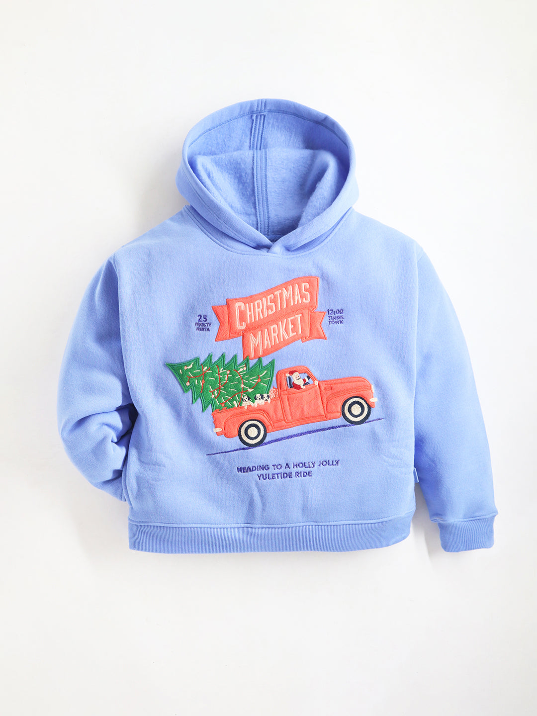 Cherry Crumble Blue Solid Applique Trendy Stylish Sweatshirt