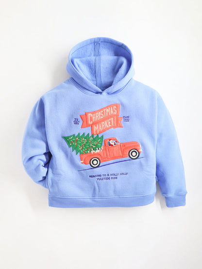 Cherry Crumble Blue Solid Applique Trendy Stylish Sweatshirt