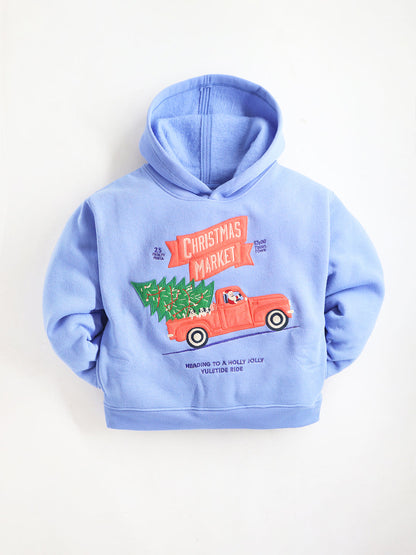 Cherry Crumble Blue Solid Applique Trendy Stylish Sweatshirt