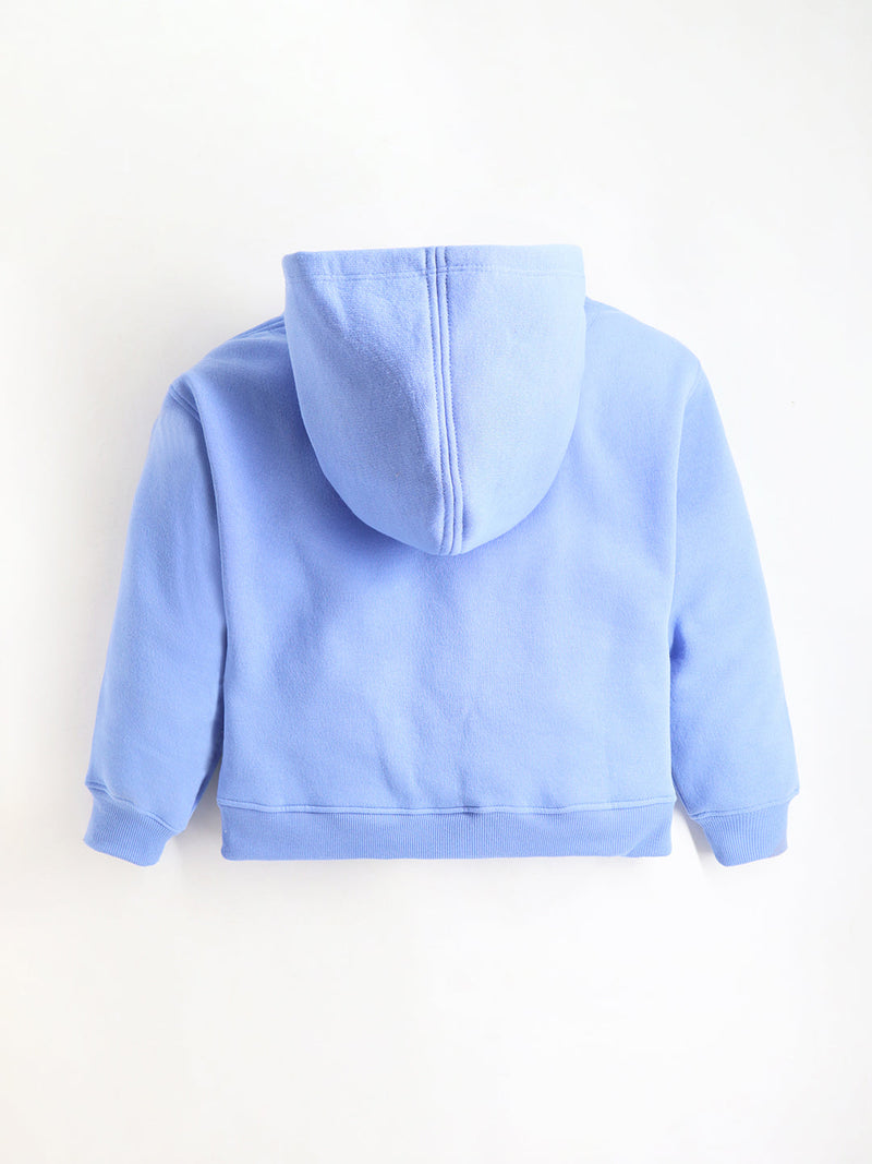 Blue Solid Applique Trendy Stylish Sweatshirt