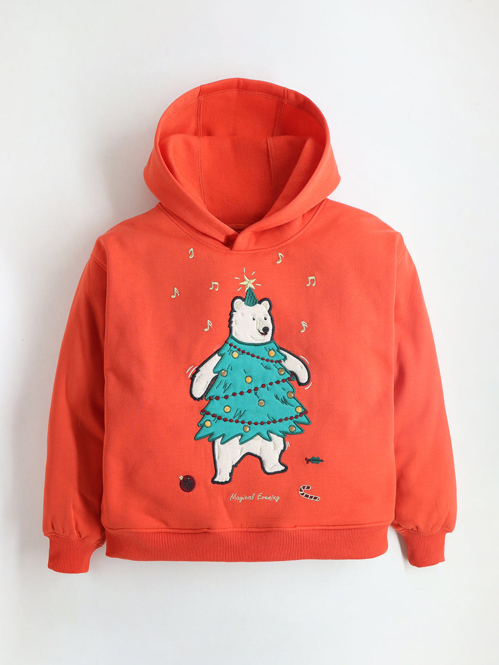 Cherry Crumble Orange Solid Applique Trendy Elegant Winter Sweatshirt