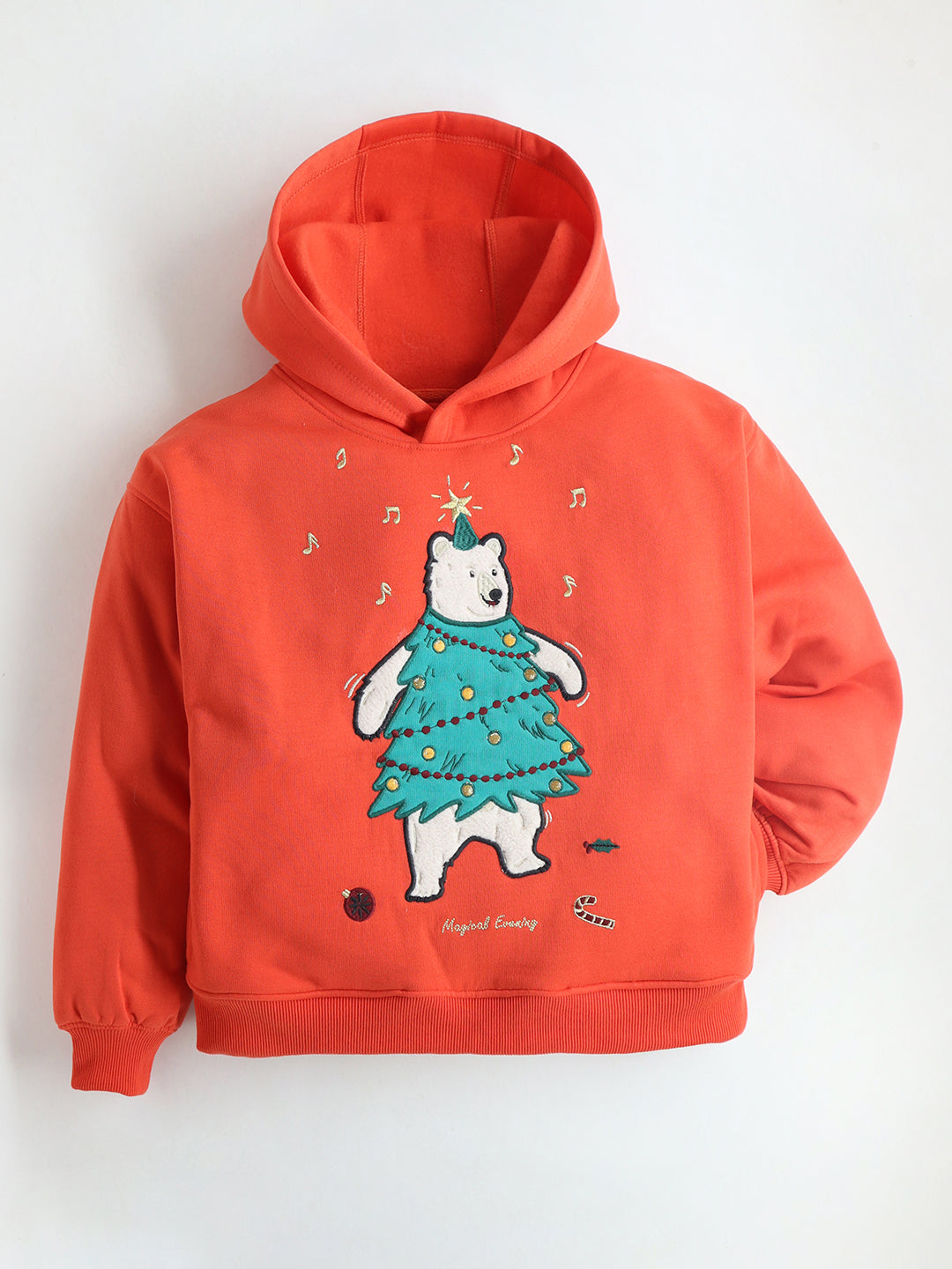 Cherry Crumble Orange Solid Applique Trendy Elegant Winter Sweatshirt