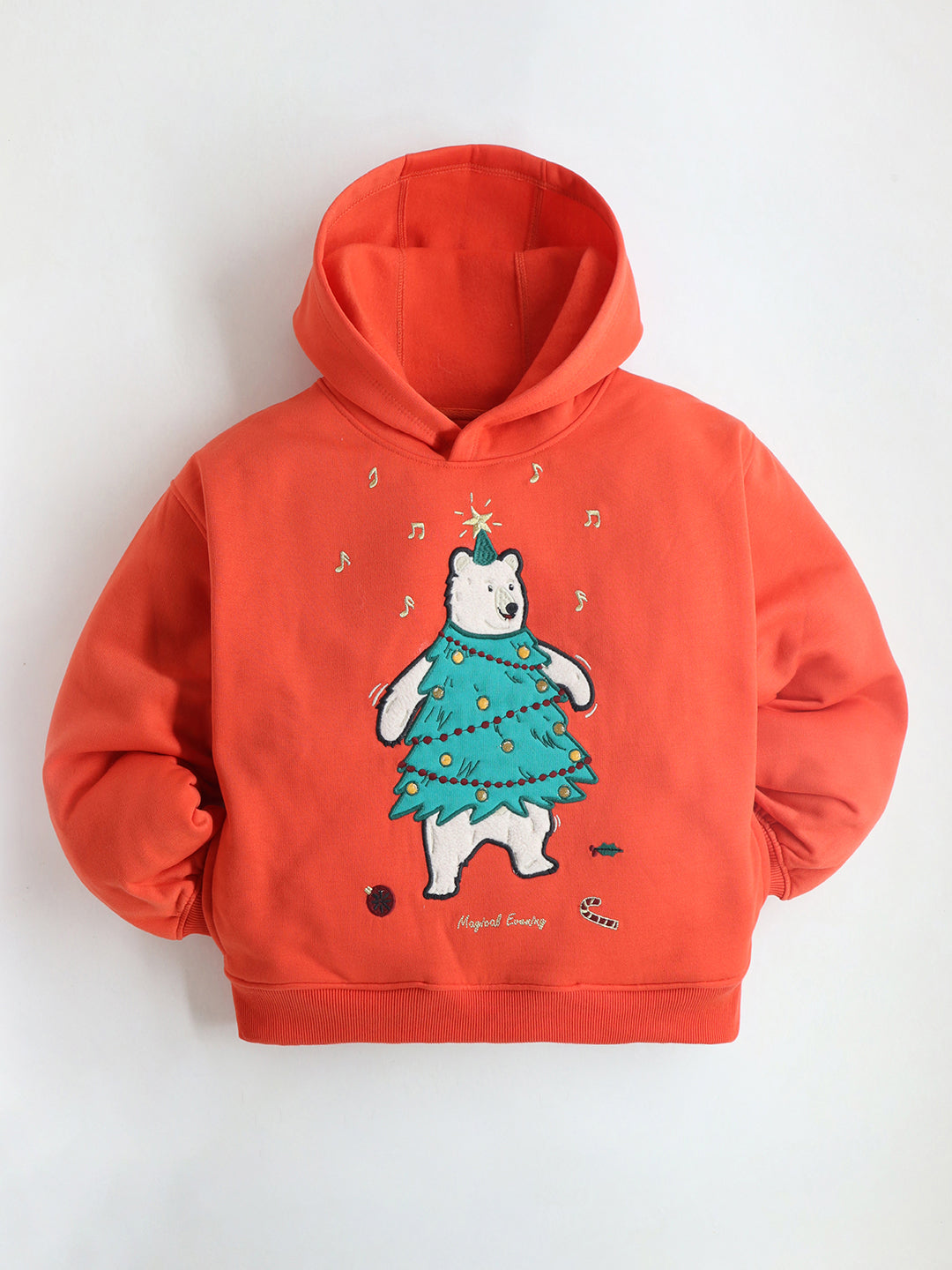 Cherry Crumble Orange Solid Applique Trendy Elegant Winter Sweatshirt