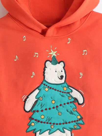 Cherry Crumble Orange Solid Applique Trendy Elegant Winter Sweatshirt