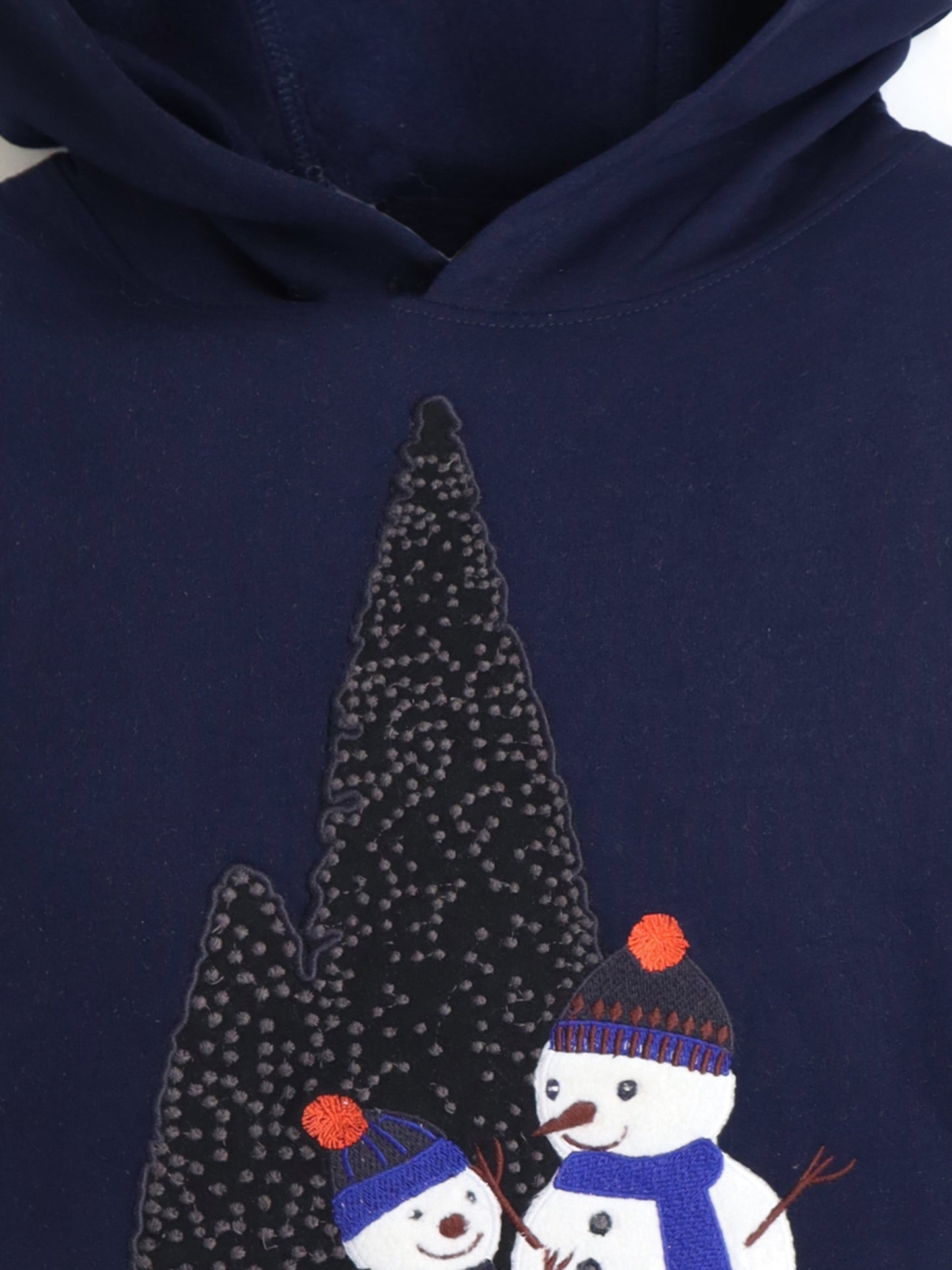 Cherry Crumble Navy Blue Solid Applique Lovely Graceful Winter Sweatshirt