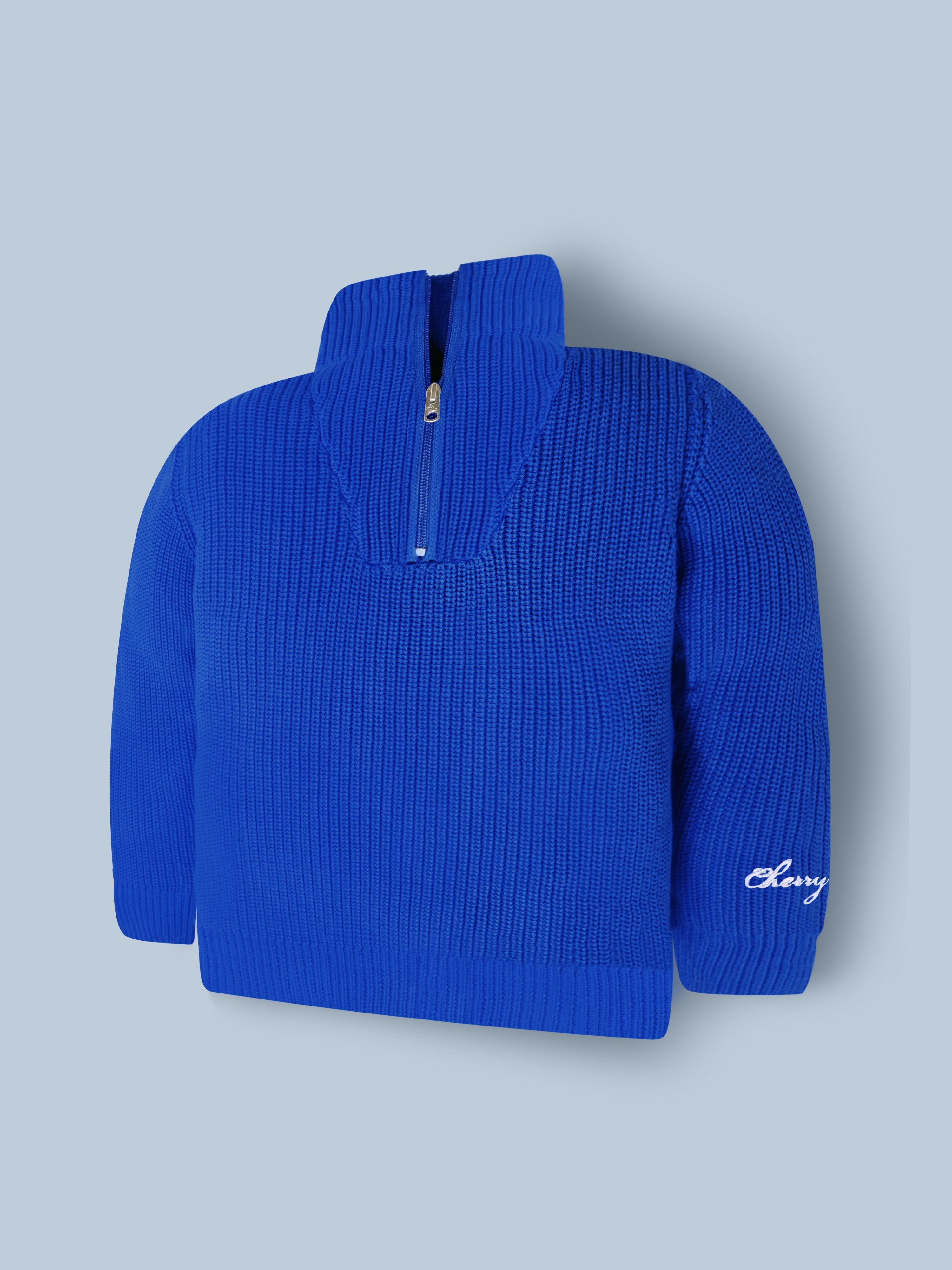 Cherry Crumble Snuggle Blue Knit Sweater