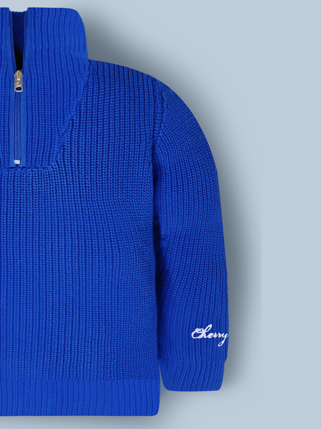 Cherry Crumble Snuggle Blue Knit Sweater