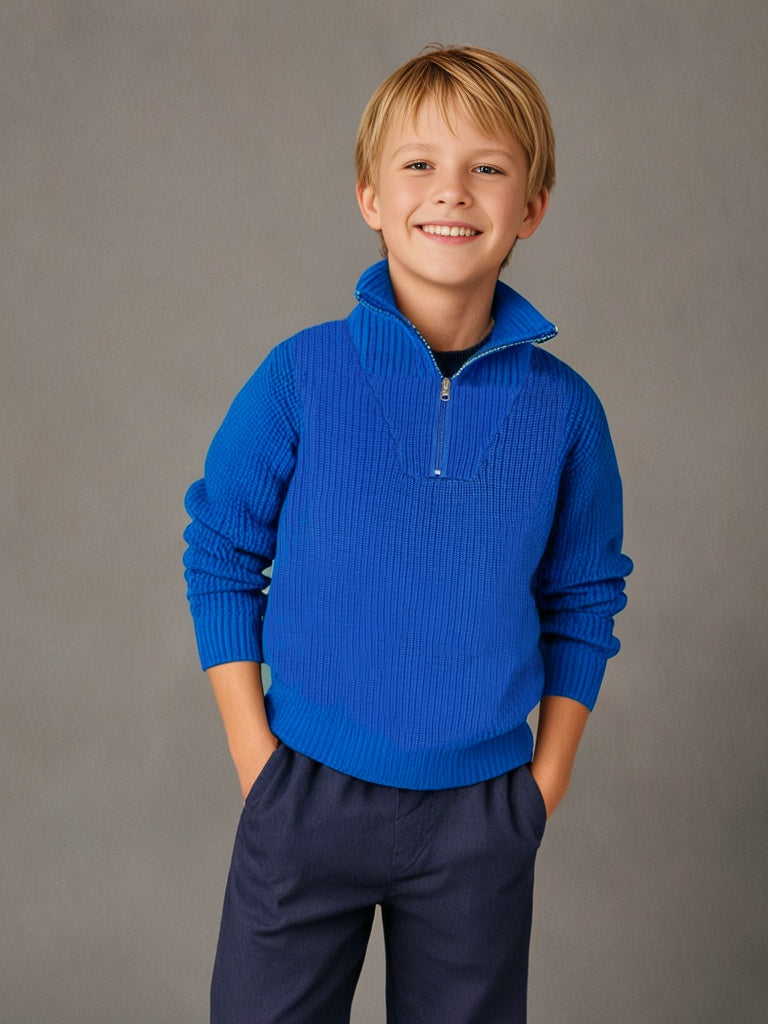 Cherry Crumble Snuggle Blue Knit Sweater