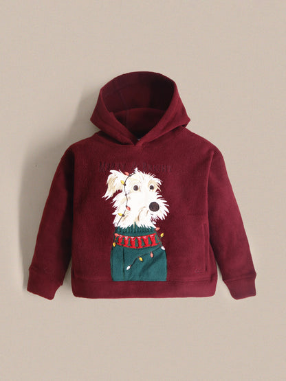 Cherry Crumble Solid Applique Embroidered Charming Classic Winter Sweatshirt Set