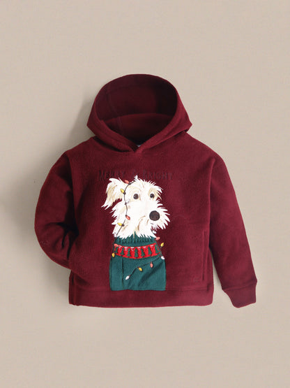 Cherry Crumble Solid Applique Embroidered Charming Classic Winter Sweatshirt Set