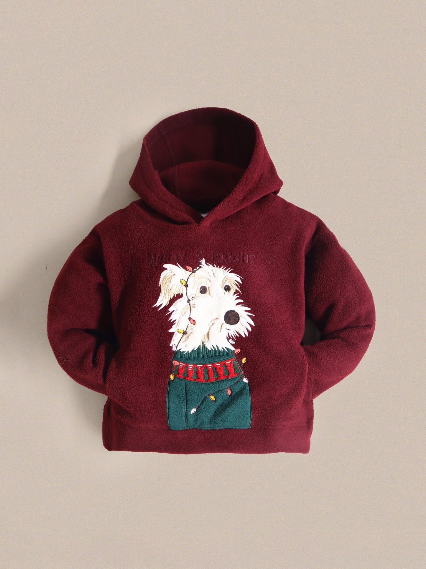 Cherry Crumble Solid Applique Embroidered Charming Classic Winter Sweatshirt Set