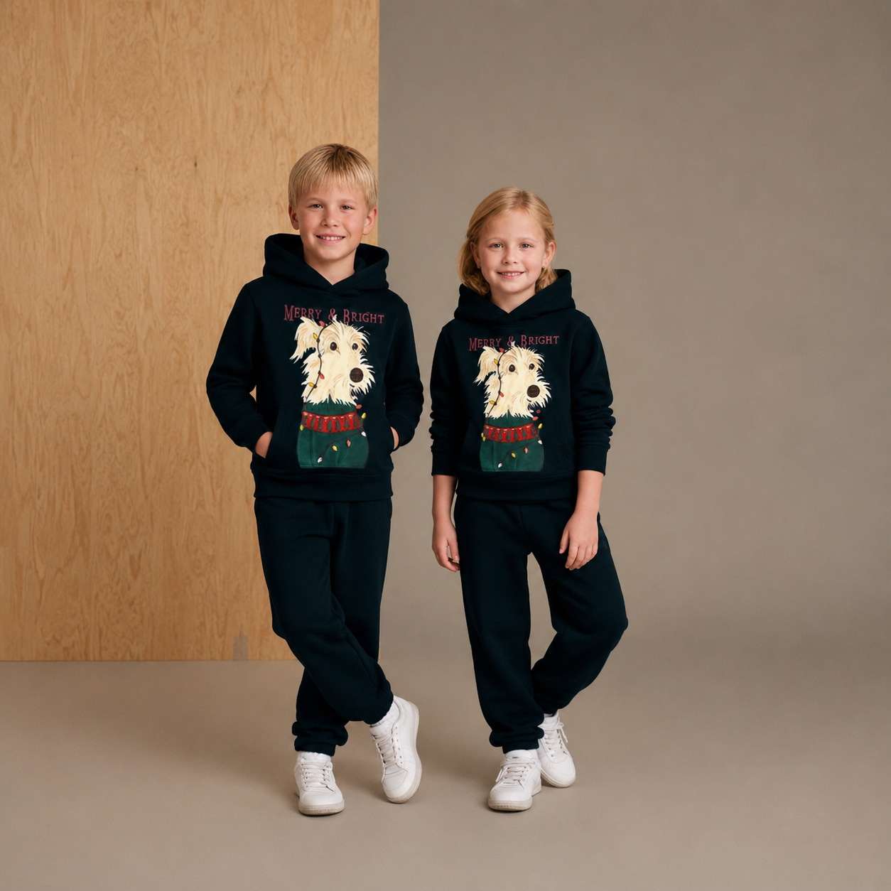 Frost Glow fröhlich dunkelgrau glänzendes Sweatshirt-Set