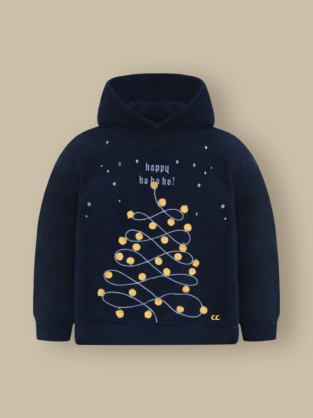 Deep Navy Embroidered Winter Hoodie Set
