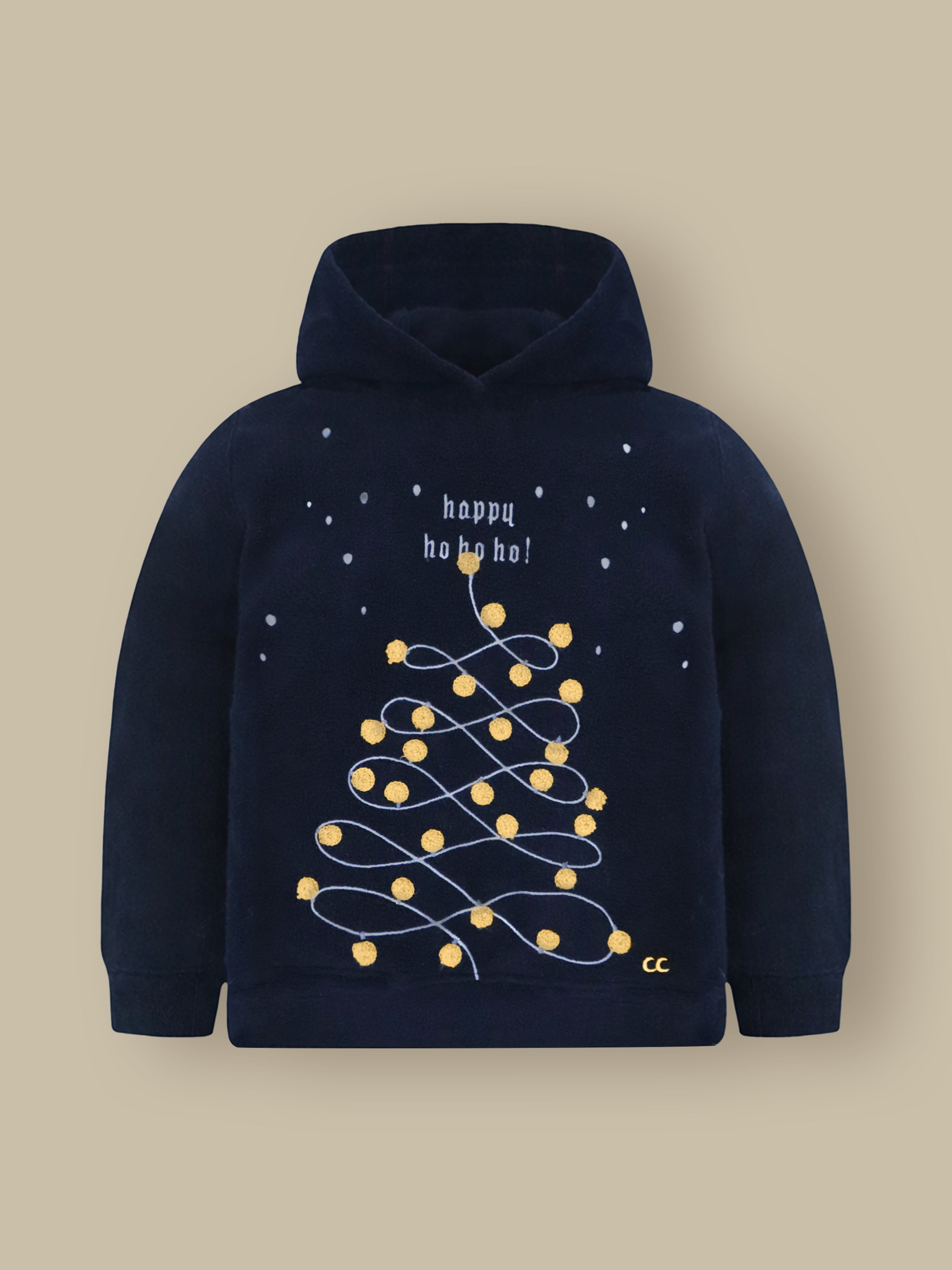 Deep Navy Embroidered Winter Hoodie Set