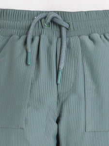 Cherry Crumble Unisex Green Self Texture Stripe Trouser