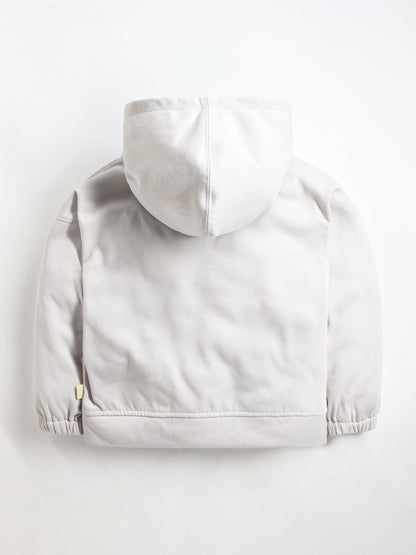 Cherry Crumble Grey Solid Fleece Embroidered Cozy Sweatshirt