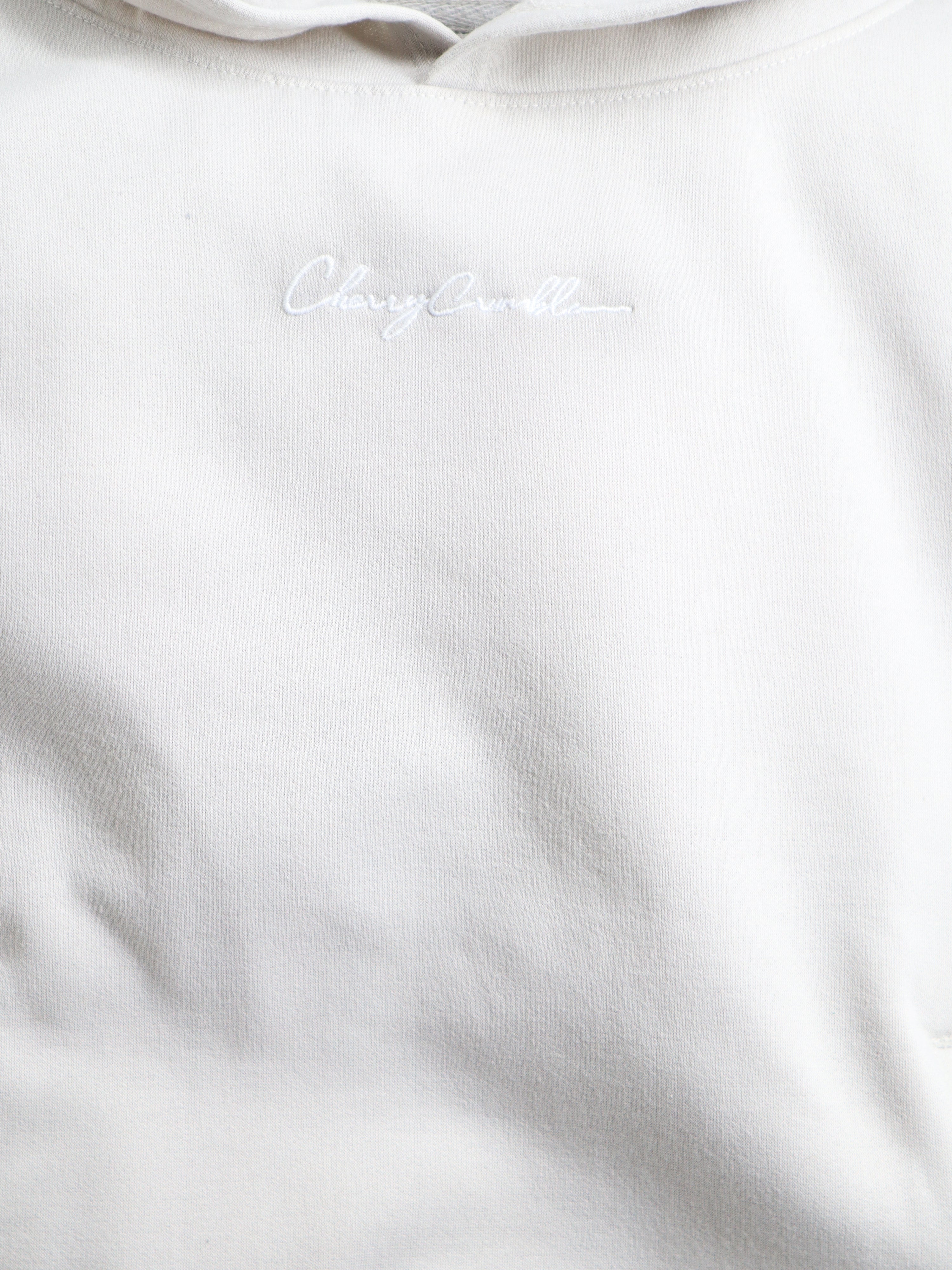 Cherry Crumble Grey Solid Fleece Embroidered Cozy Sweatshirt