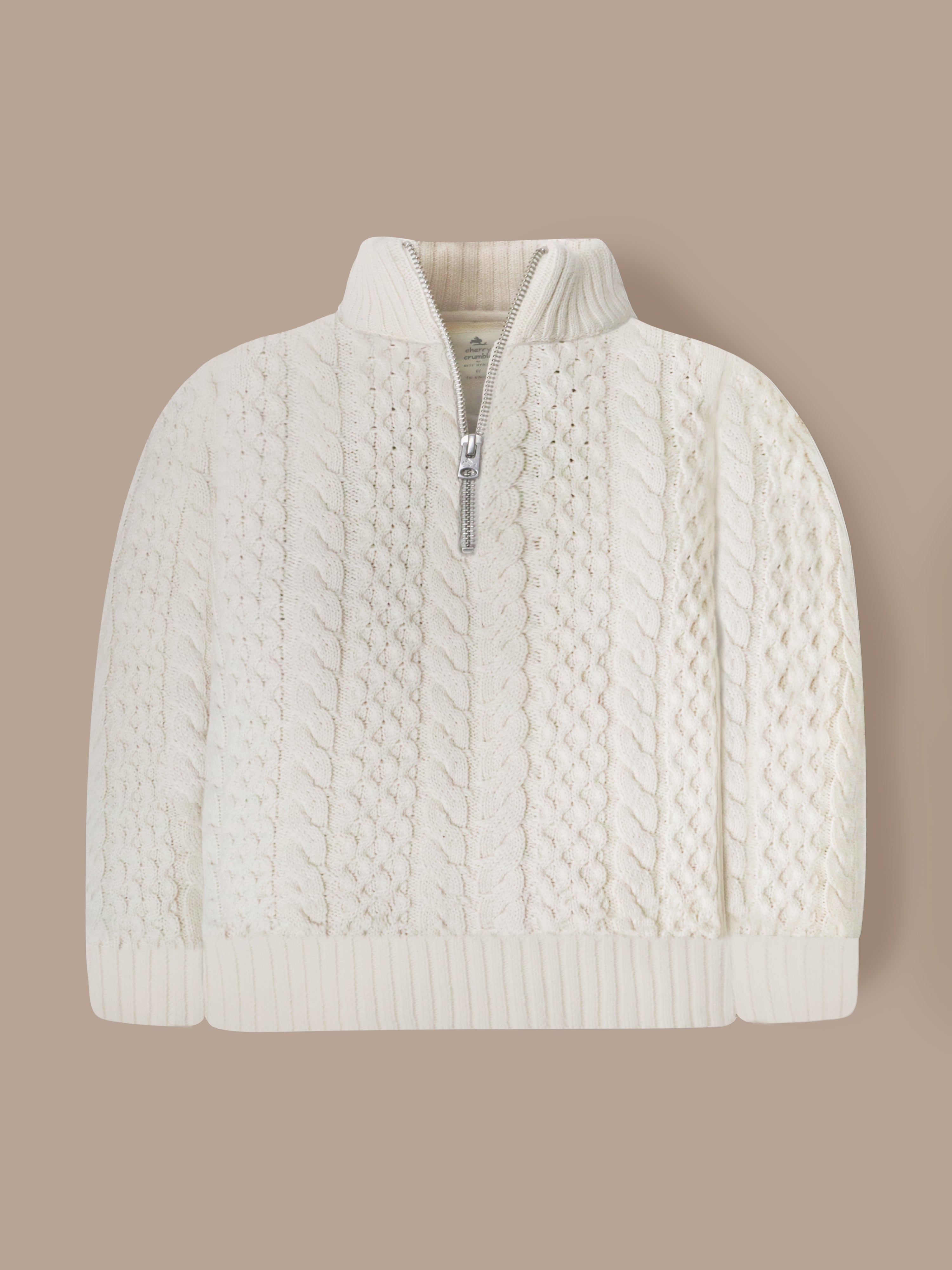 Cherry Crumble Cream Cable Knit Adorable Sweater