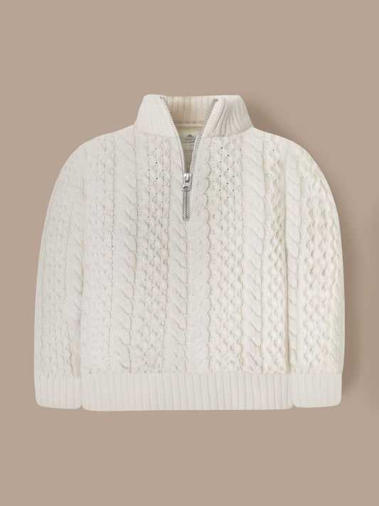 Cherry Crumble Cream Cable Knit Adorable Sweater