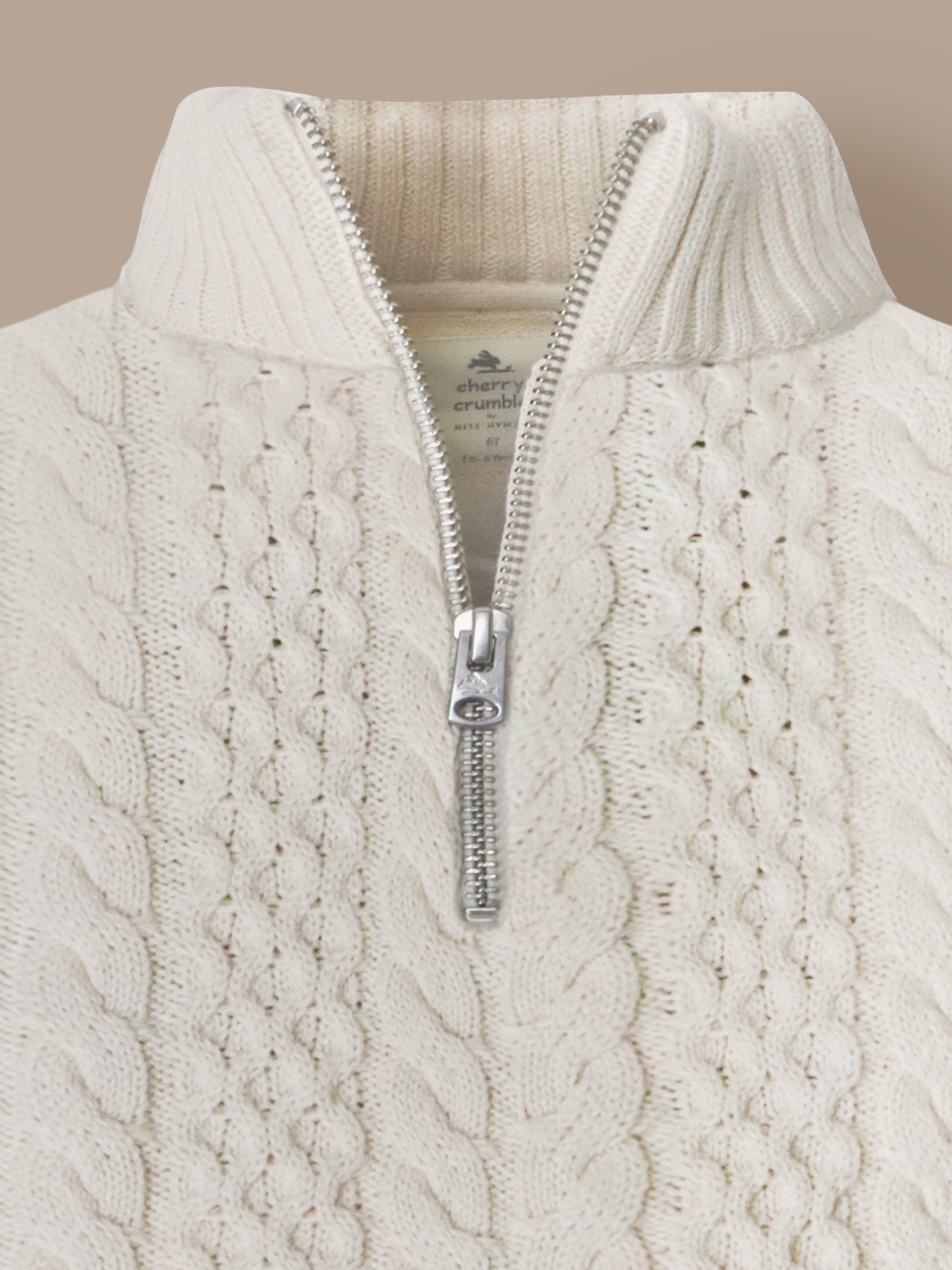 Cherry Crumble Cream Cable Knit Adorable Sweater