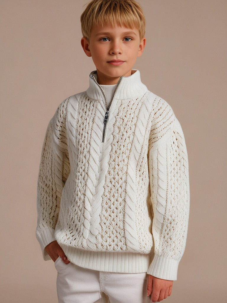 Cherry Crumble Cream Cable Knit Adorable Sweater