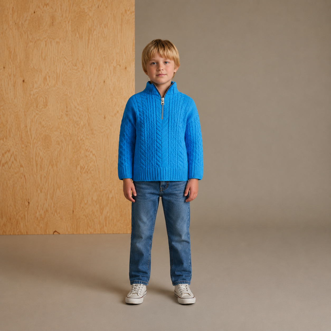 Blue Cable Knit Sweater