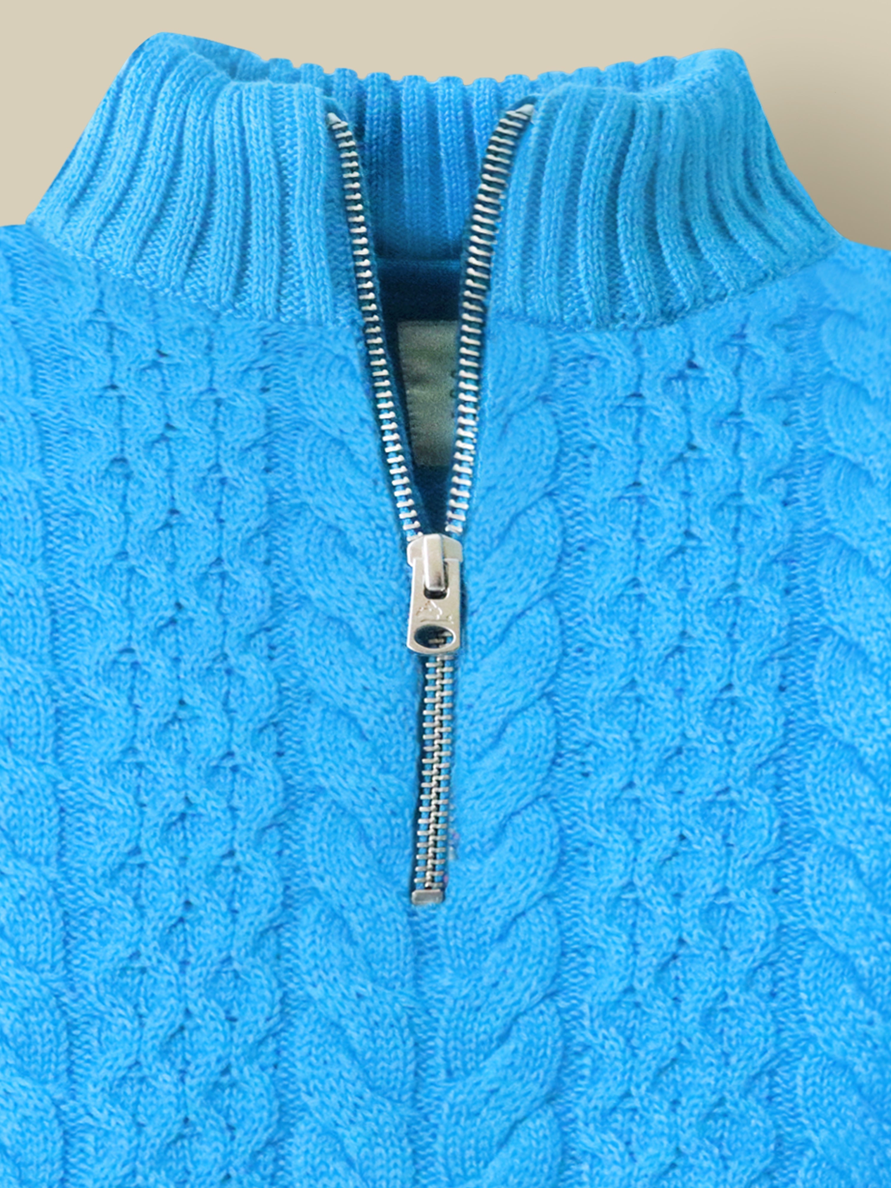 Cherry Crumble Blue Cable Knit Sweater