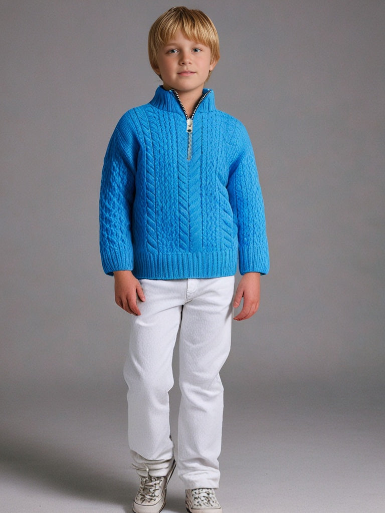 Cherry Crumble Blue Cable Knit Sweater