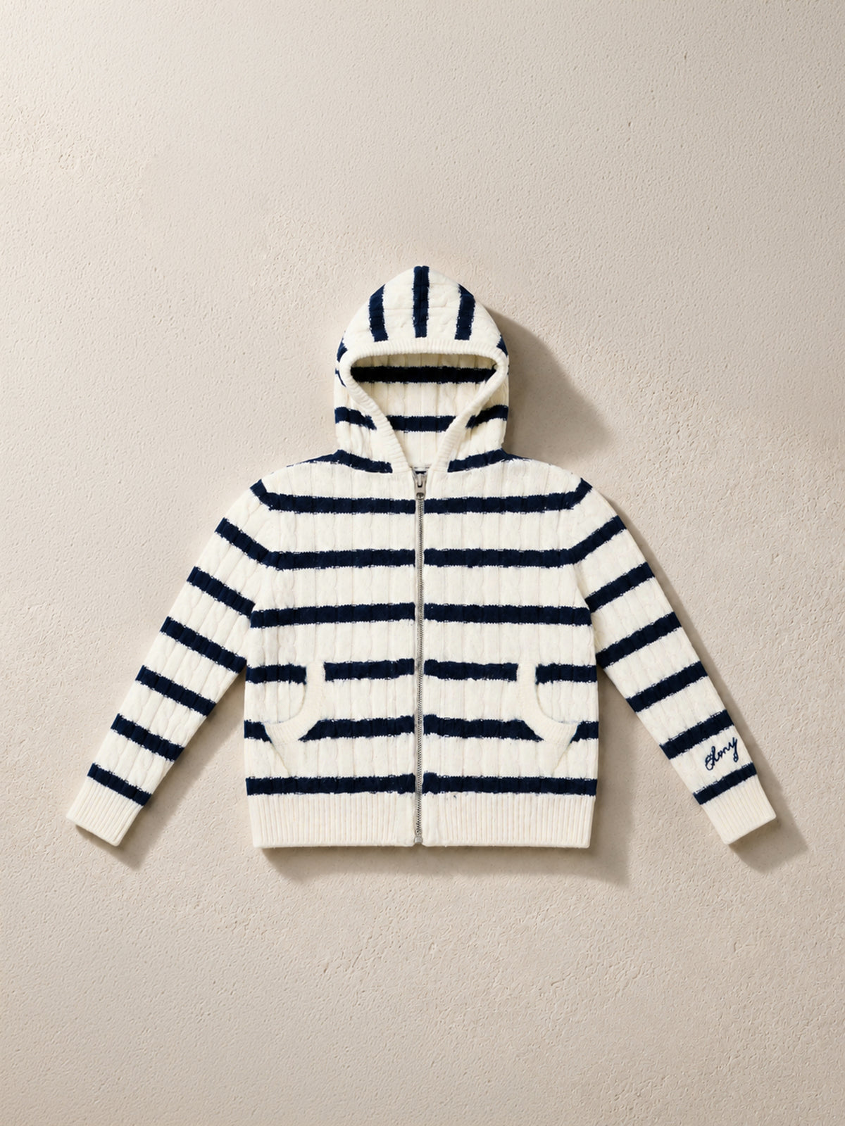 Unisex Kids Hooded Striped Knit Sweater