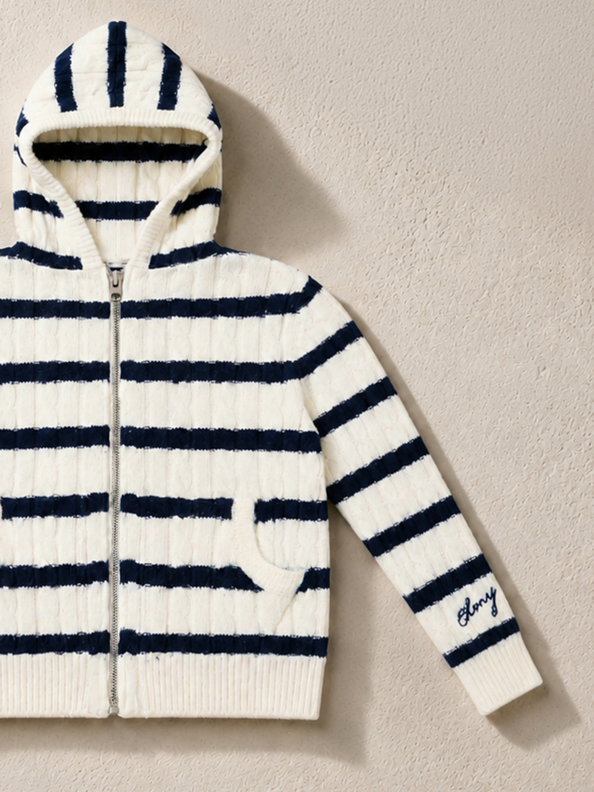 Unisex Kids Hooded Striped Knit Sweater