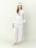 Women Sky Blue Applique Cotton Blend Round Neck Nightsuit