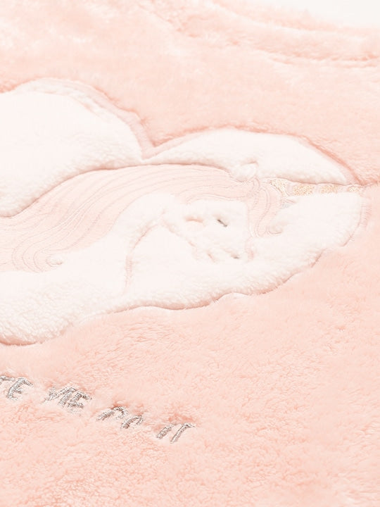 Women Peach Applique Cotton Blend Round Neck Nightsuit