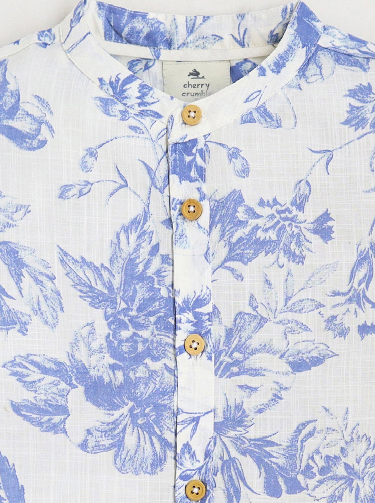 Cherry Crumble Blue & White Floral Playful-Sleek Summer Shirt