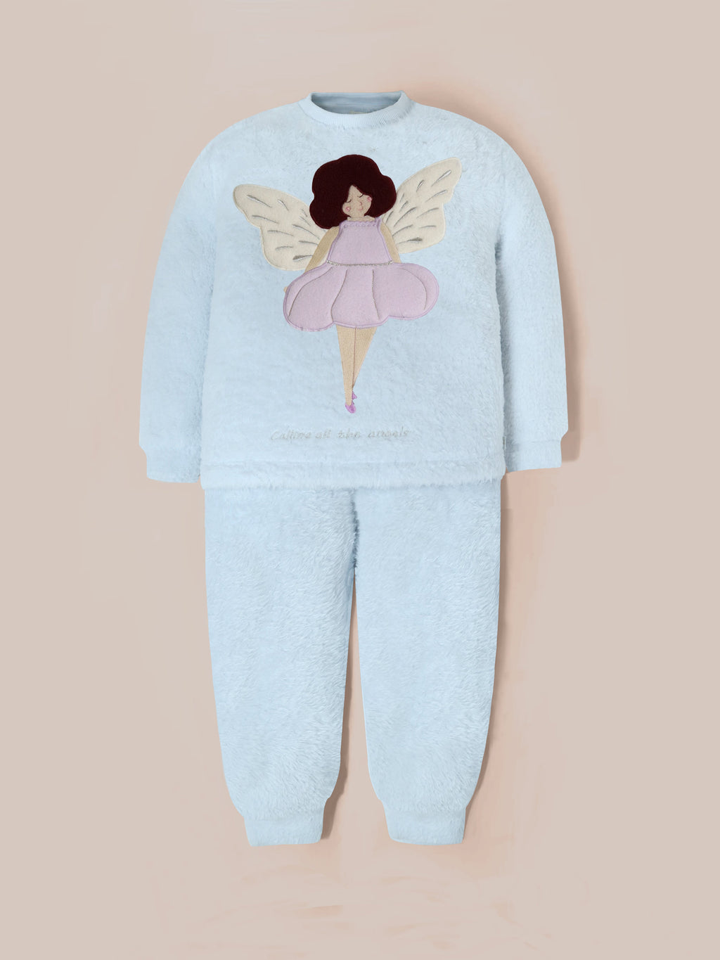 Cherry Crumble Sky Blue Solid Applique Playful Classic Nightsuit